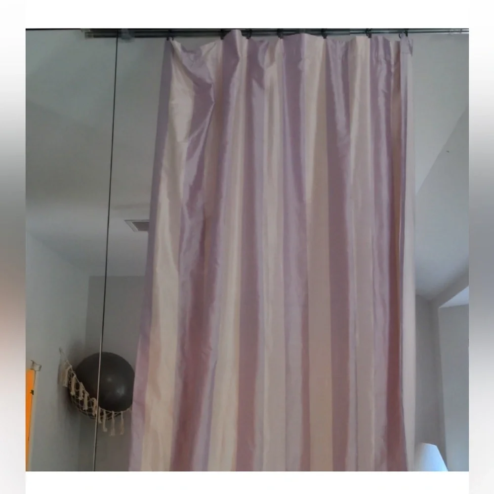 2 Pottery Barn Kids Lilac Stripe 100% Silk dupioni curtain panels
